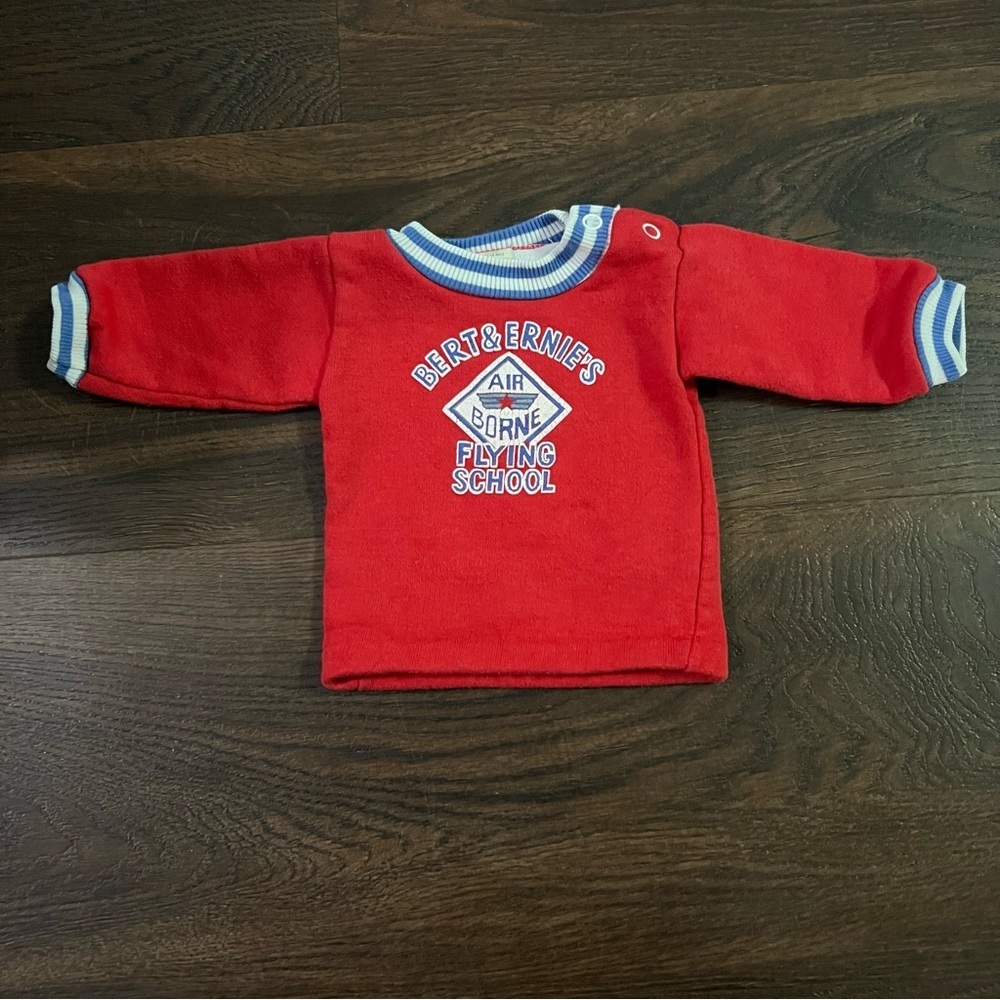 Vintage Sesame Street Red Sweatshirt With Bert & Ernie Design Newborn Size 0